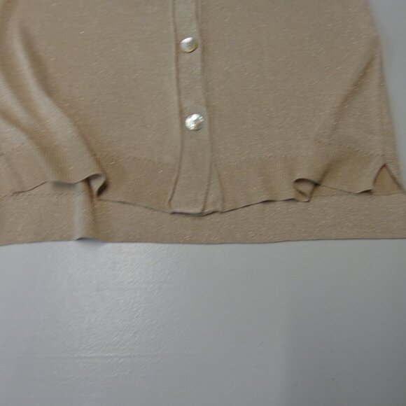 Chico's Size 1 U.S. Size Medium (8) Beige and Gold Button Front Cardigan - Picture 10 of 12